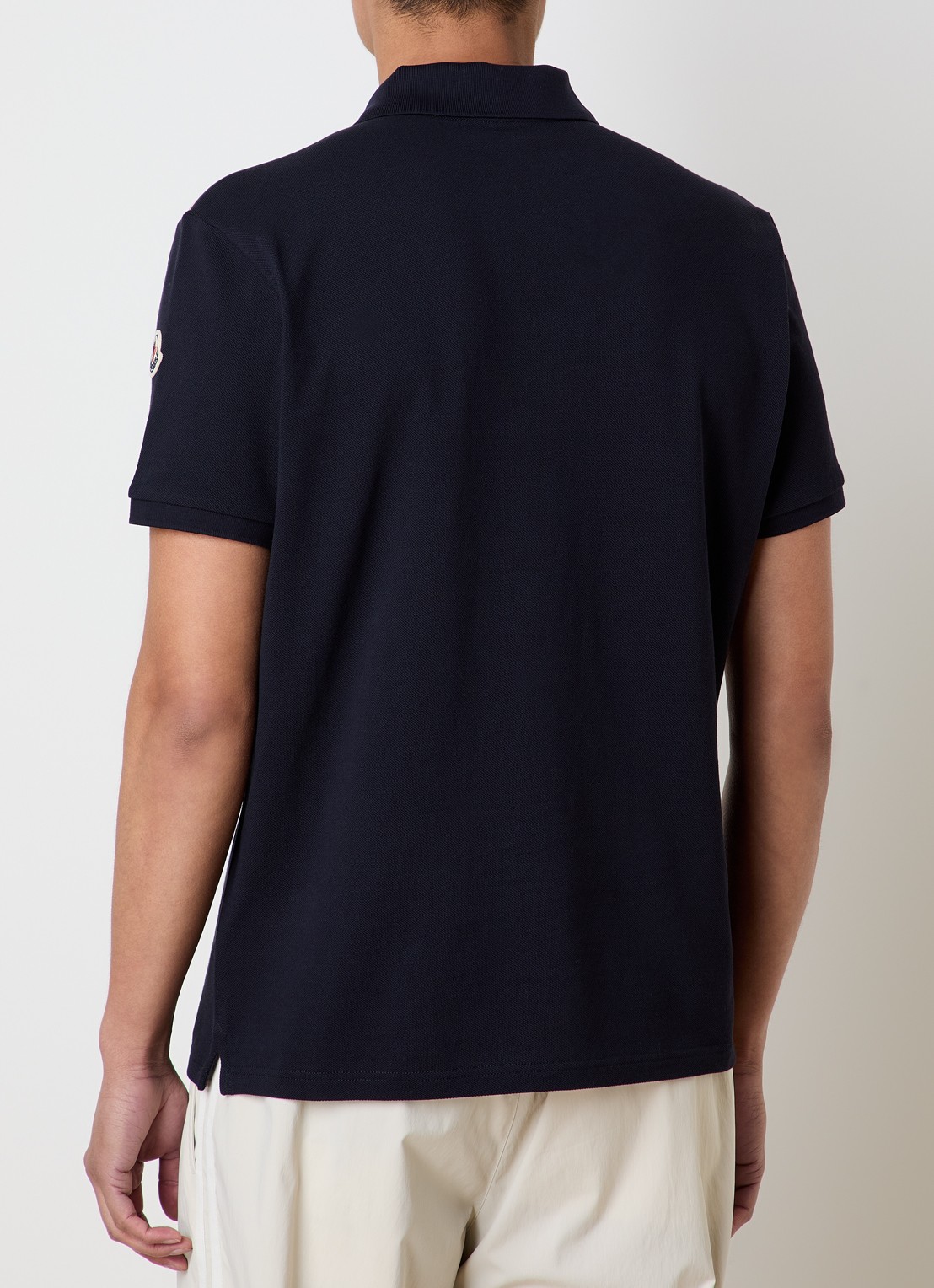 Moncler Regular fit polo van piqué katoen met logo - achterkant blauw