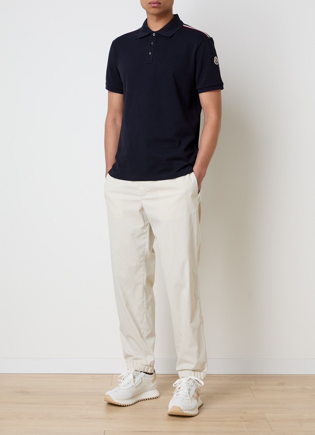 Moncler Regular fit polo van piqué katoen met logo - voorkant 3 blauw