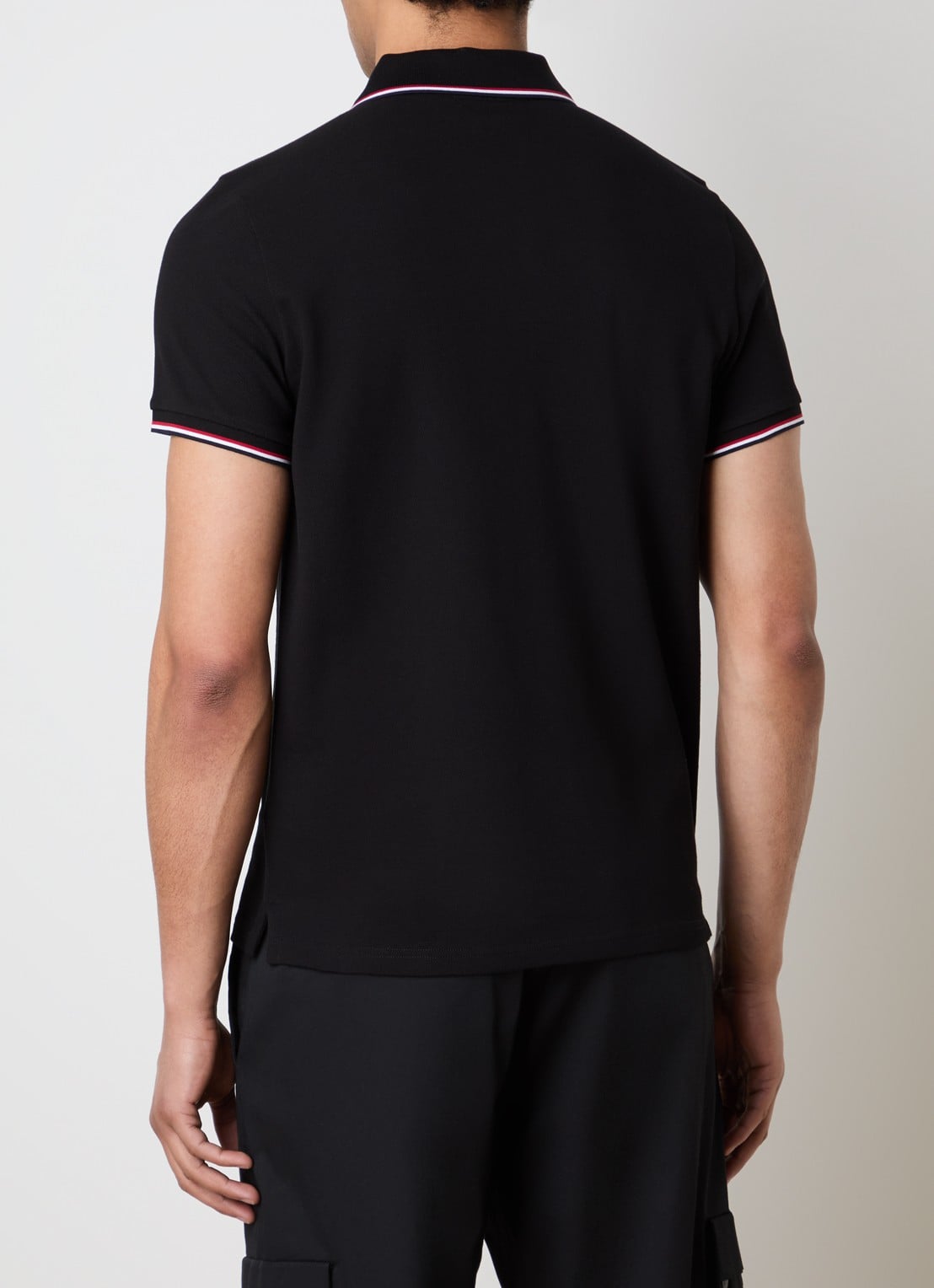Moncler Regular fit polo van piqué katoen met logo - achterkant zwart