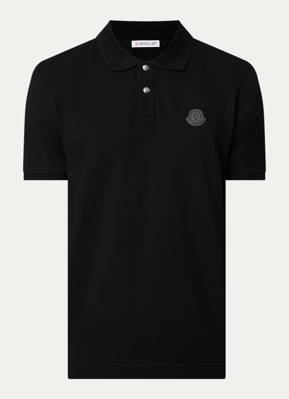 Moncler Regular fit polo van piqué katoen met logo - voorkant 4 zwart
