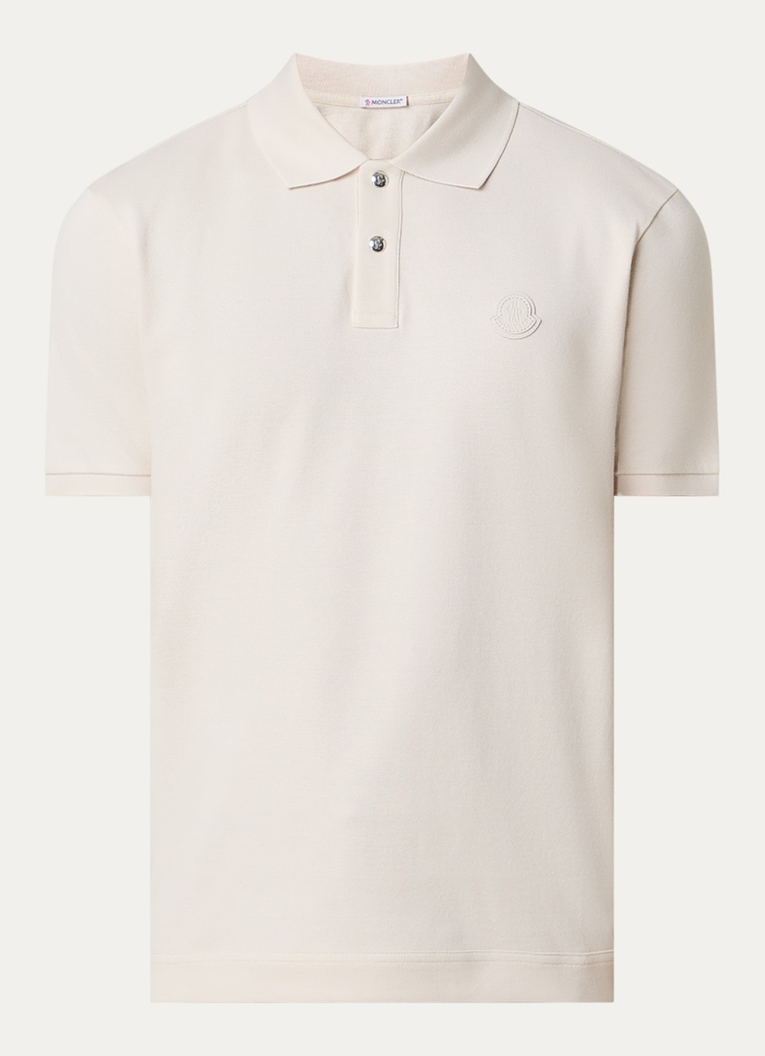Moncler Regular fit polo van piqué katoen met logo - voorkant 3 creme