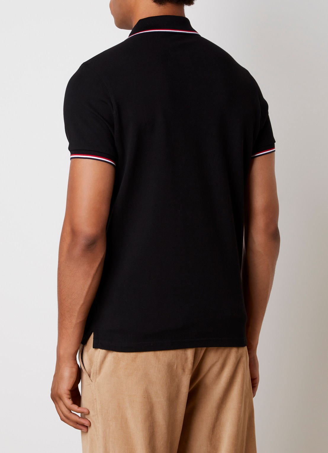 Moncler Regular fit polo van piqué katoen met logo - achterkant zwart