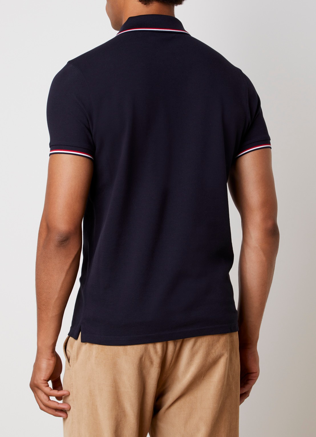 Moncler Regular fit polo van piqué katoen met logo - achterkant 5 donkerblauw