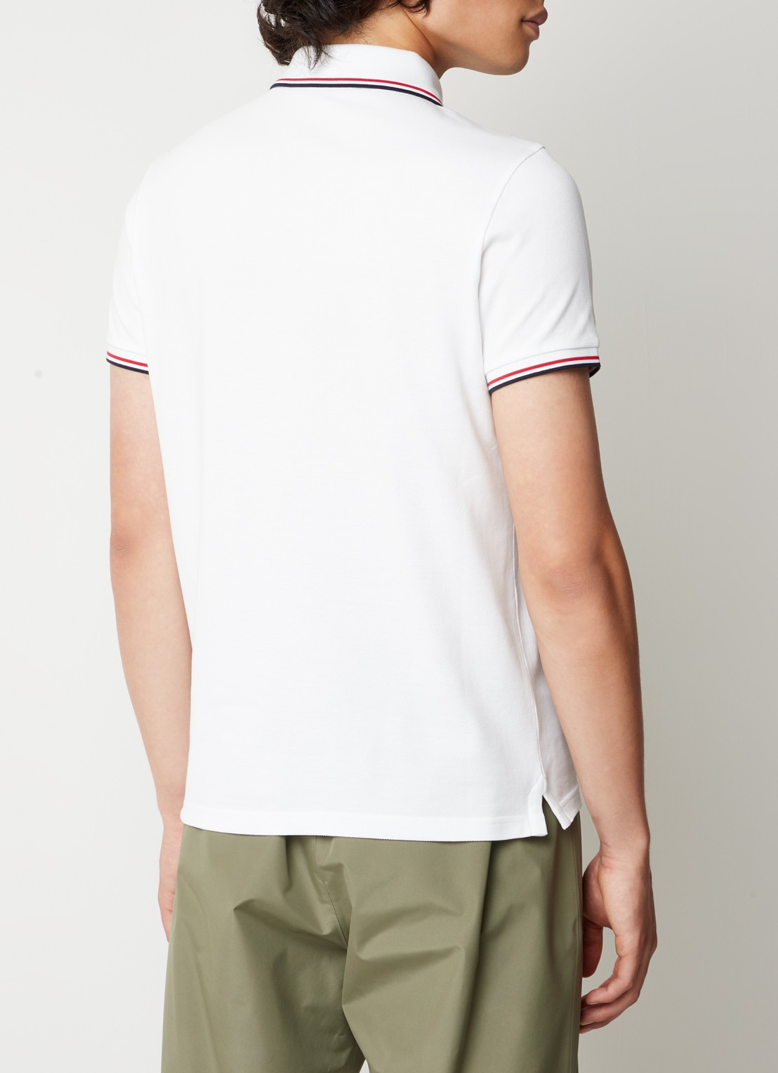 Moncler Regular fit polo van piqué katoen met logoborduring - achterkant 5 wit