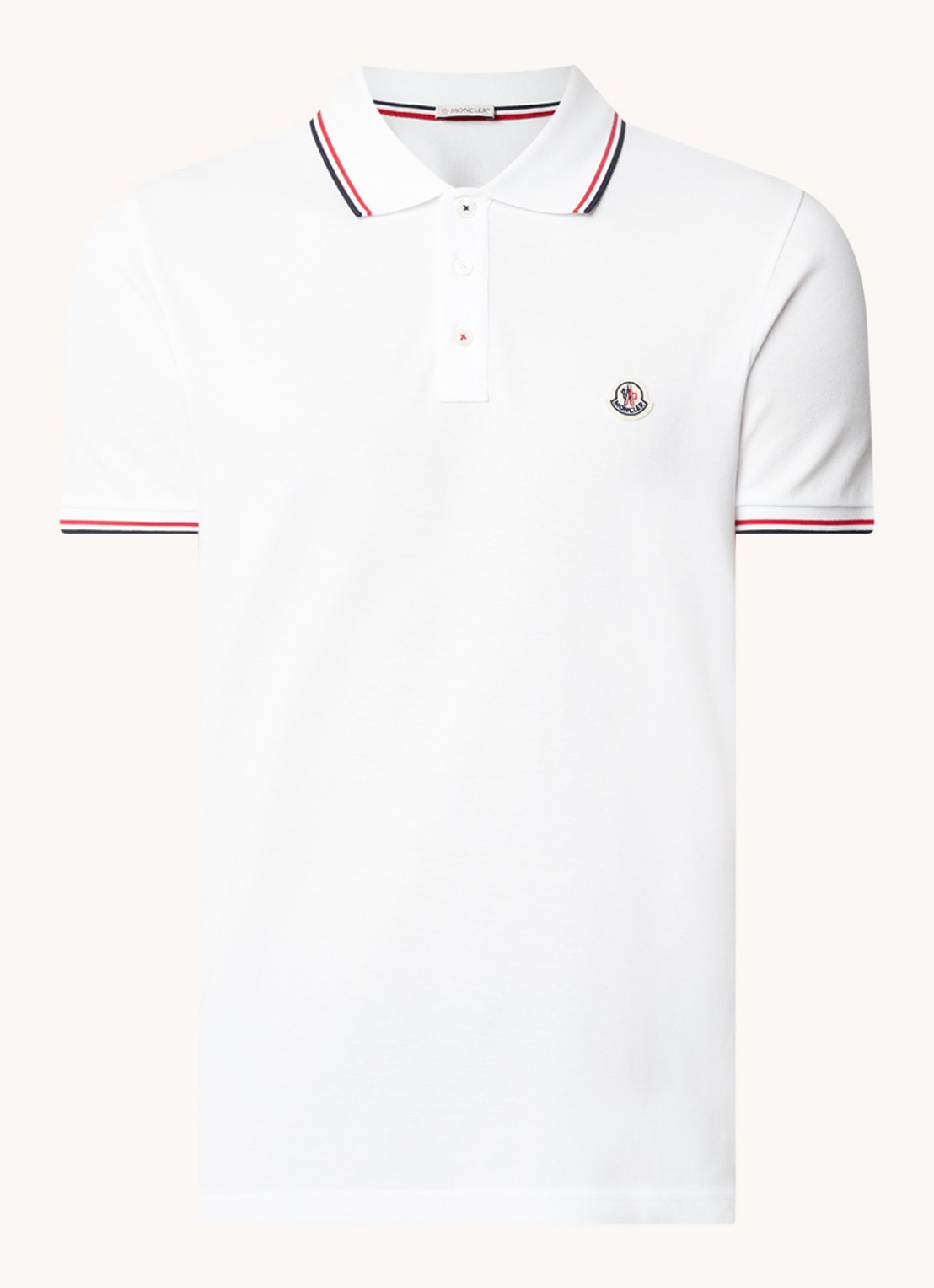 Moncler Regular fit polo van piqué katoen met logoborduring - voorkant wit