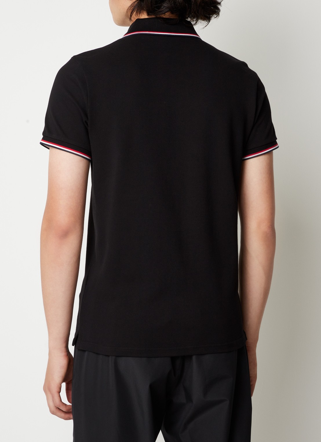 Moncler Regular fit polo van piqué katoen met logoborduring - achterkant 3 zwart