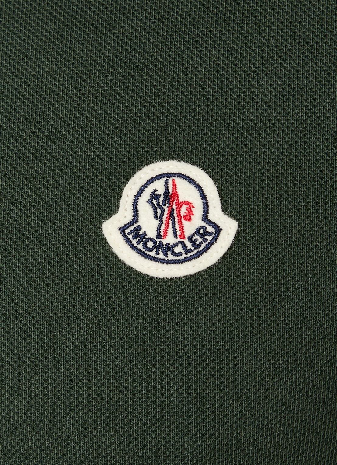 Moncler Regular fit polo van piqué katoen met logoborduring - detail 4 donkergroen