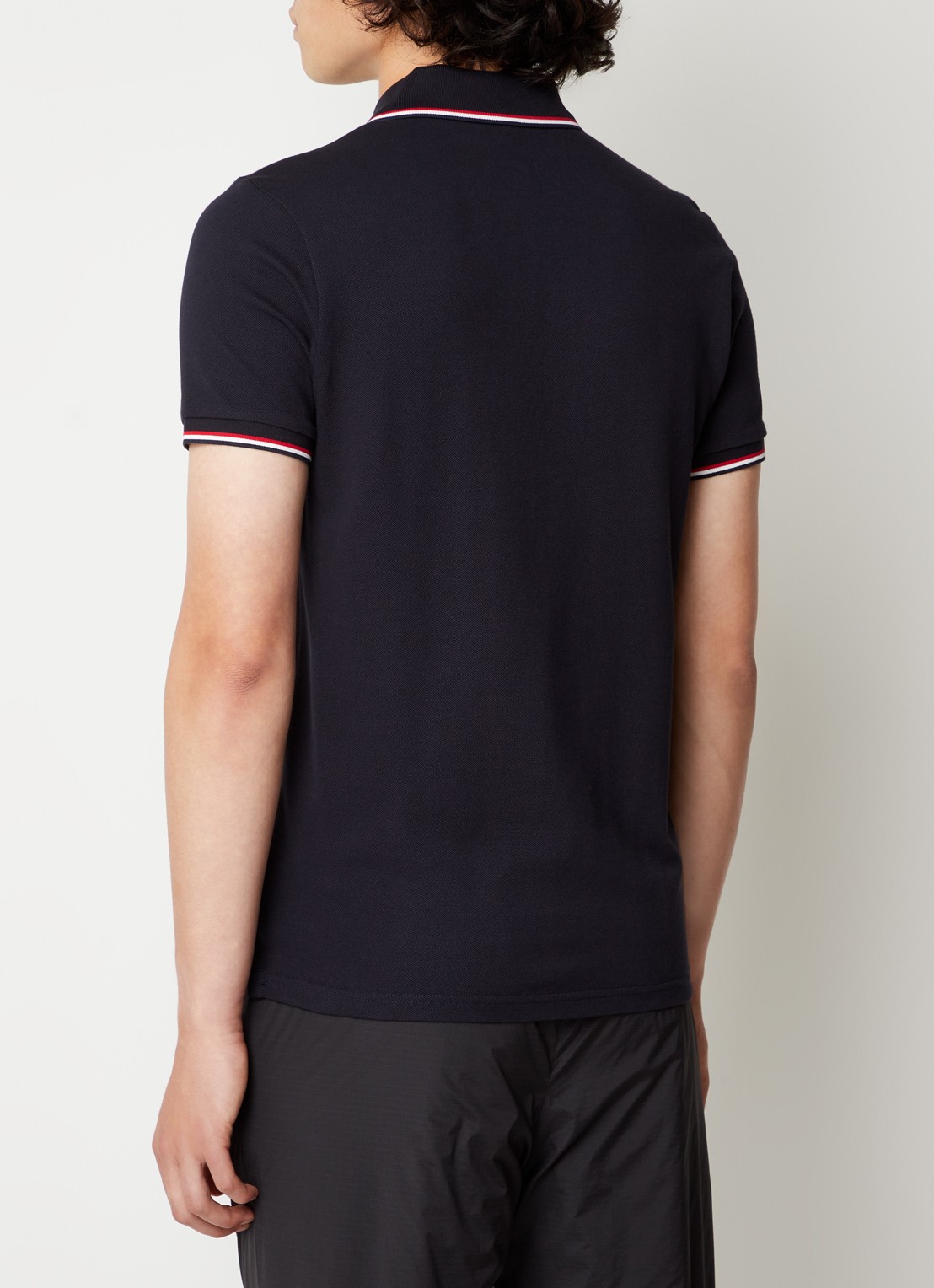 Moncler Regular fit polo van piqué katoen met logoborduring - achterkant 3 blauw