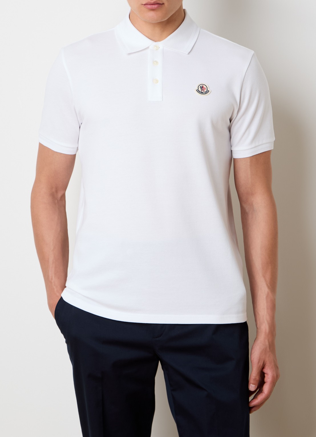 Moncler Regular fit polo van piqué katoen - detail 3 wit