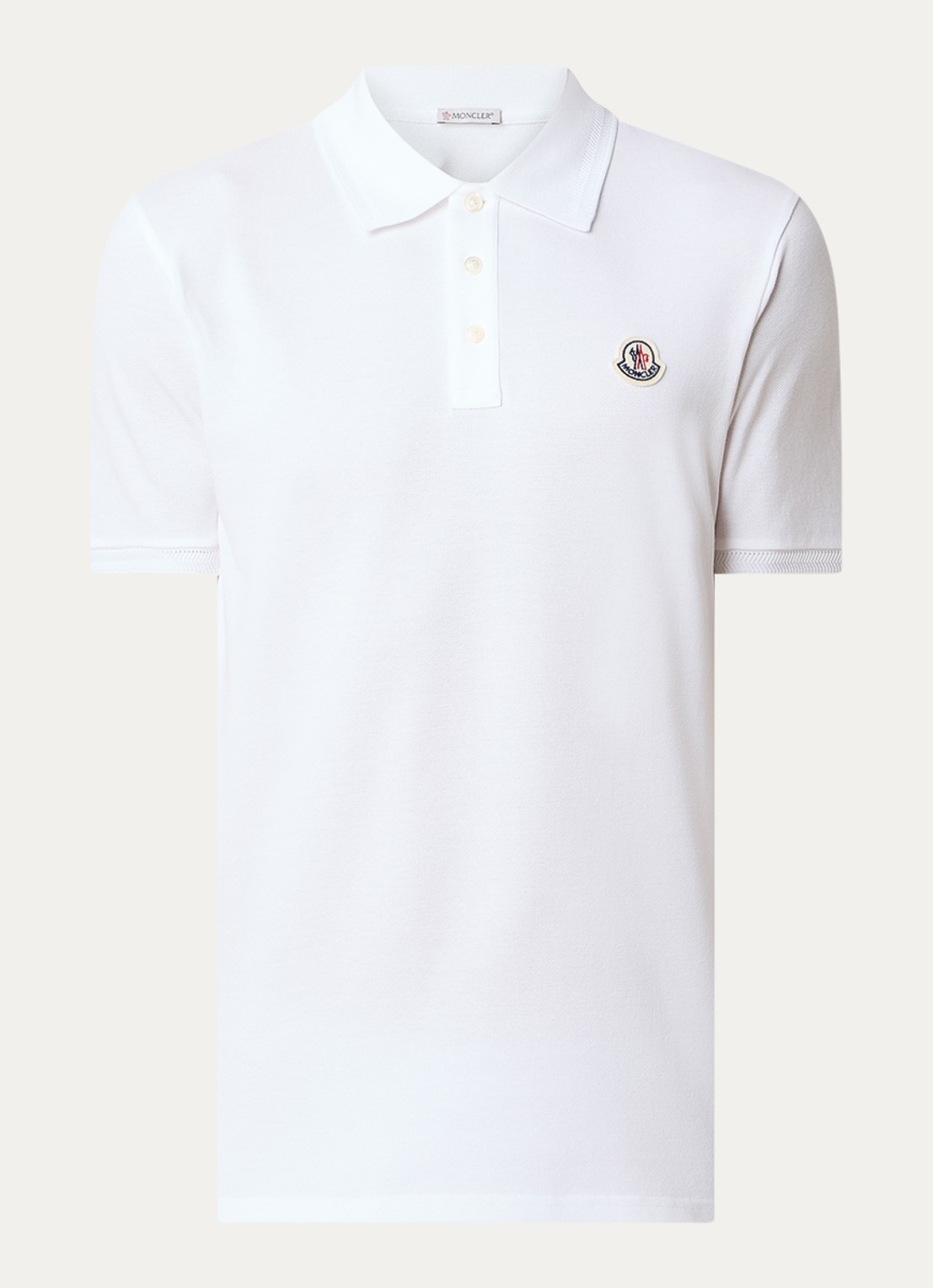 Moncler Regular fit polo van piqué katoen - voorkant wit