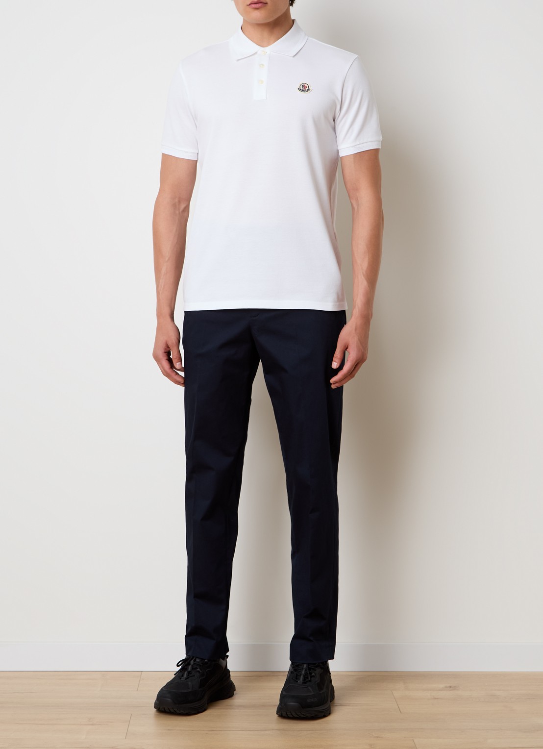 Moncler Regular fit polo van piqué katoen - voorkant 2 wit