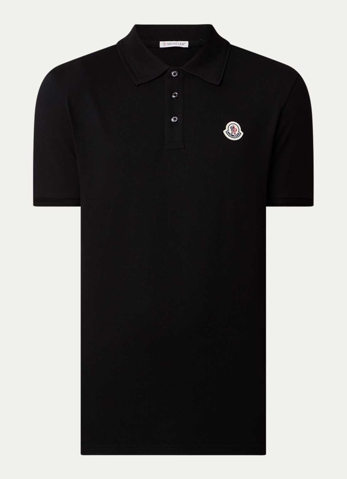 Moncler Regular fit polo van piqué katoen - voorkant 4 zwart