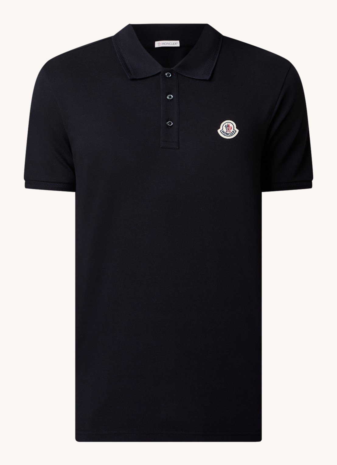 Moncler Regular fit polo van piqué katoen - voorkant 4 donkerblauw