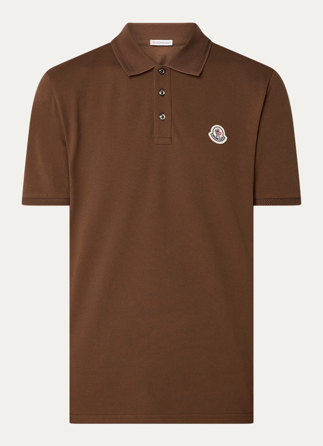 Moncler Regular fit polo van piqué katoen - voorkant 4 bruin