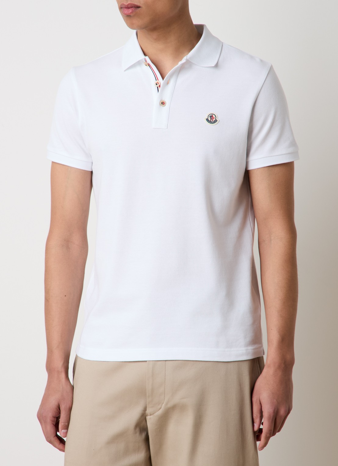 Moncler Regular fit polo van piqué katoen - detail wit