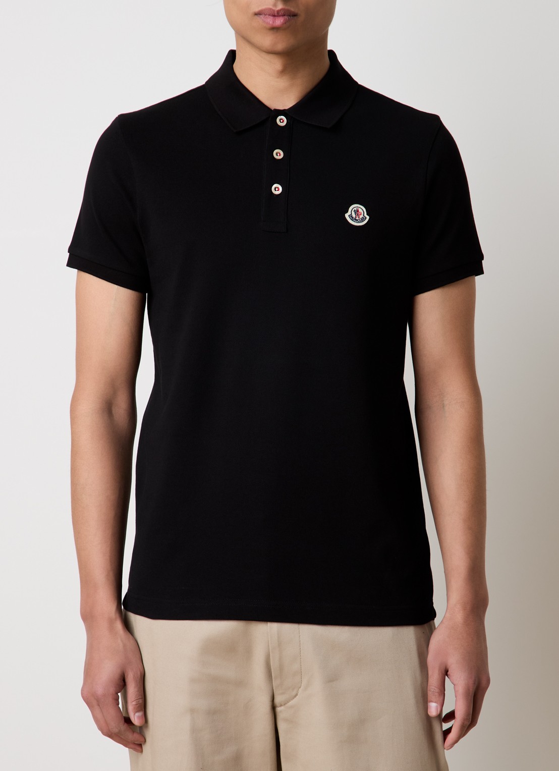 Moncler Regular fit polo van piqué katoen - detail 4 zwart