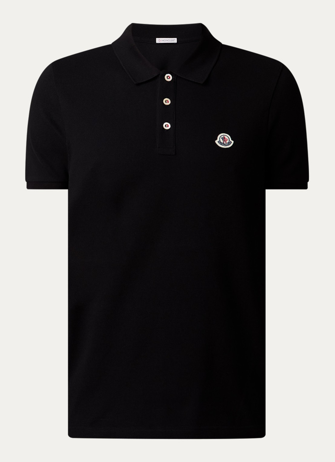 Moncler Regular fit polo van piqué katoen - voorkant 2 zwart