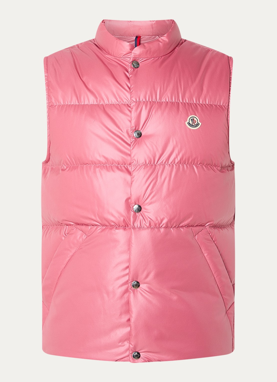 Moncler Restigo gewatteerde bodywarmer met donsvulling - voorkant donkerroze