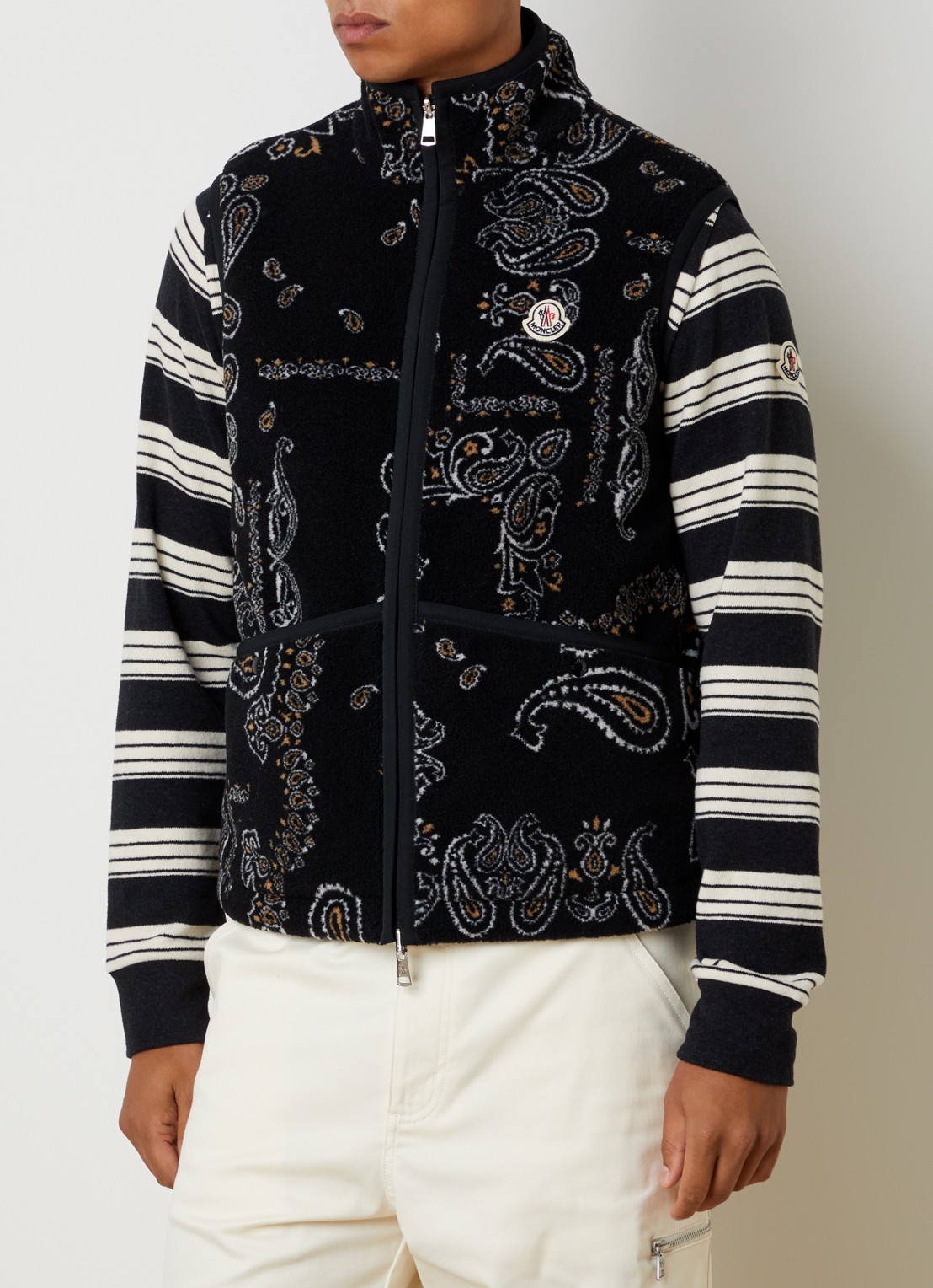 Moncler Reversible bodywarmer met steekzakken - detail antraciet