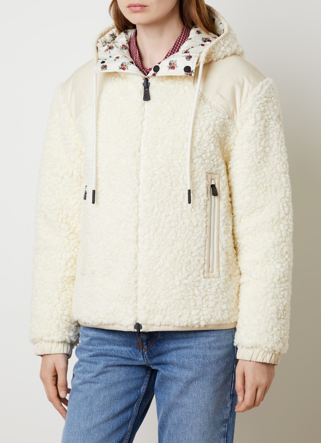 Moncler Reversible gewatteerd vest van teddy - detail 4 ivoor