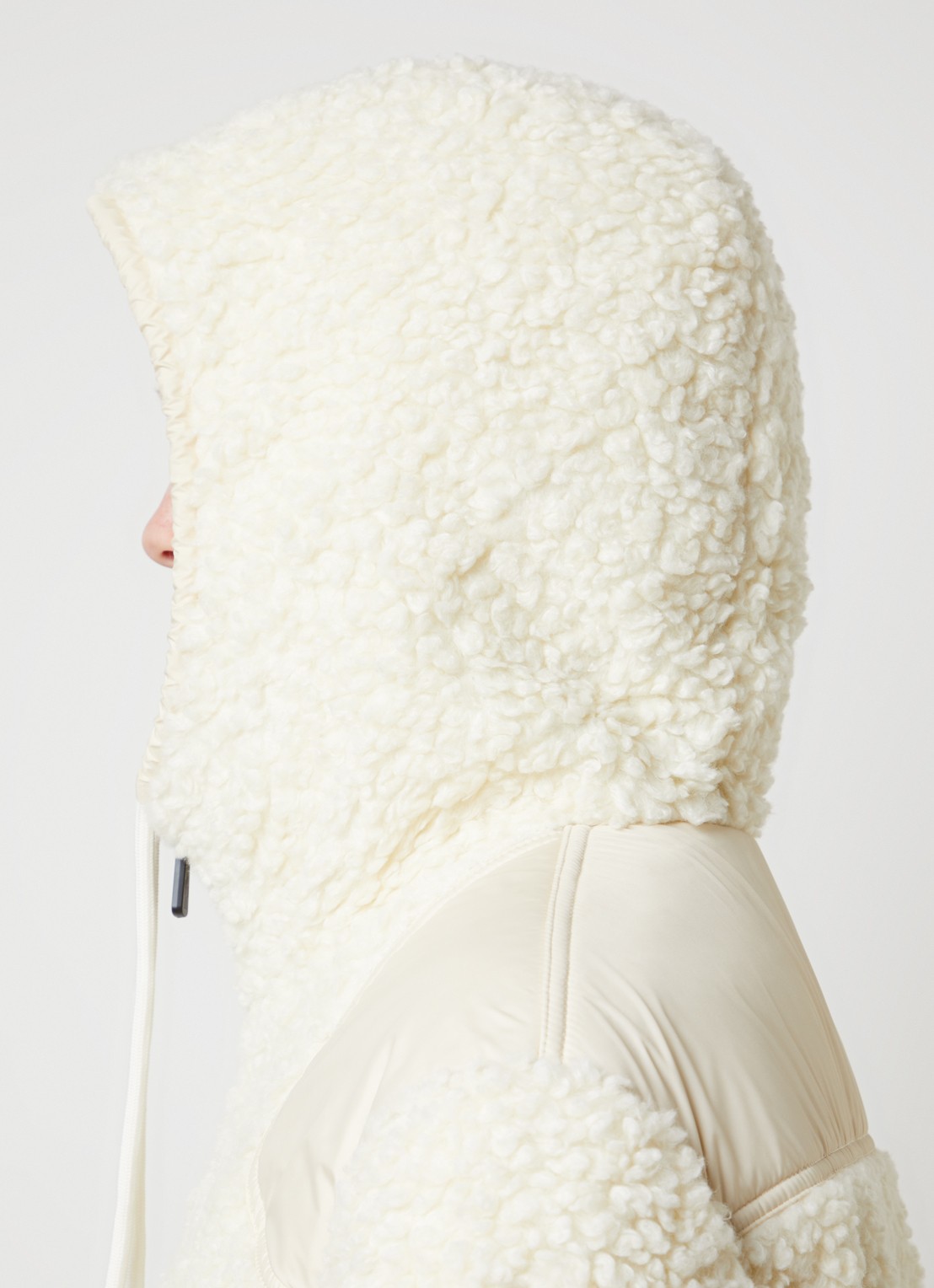 Moncler Reversible gewatteerd vest van teddy - detail 5 ivoor