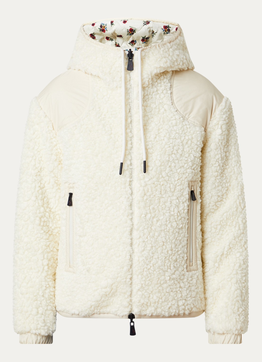 Moncler Reversible gewatteerd vest van teddy - voorkant ivoor