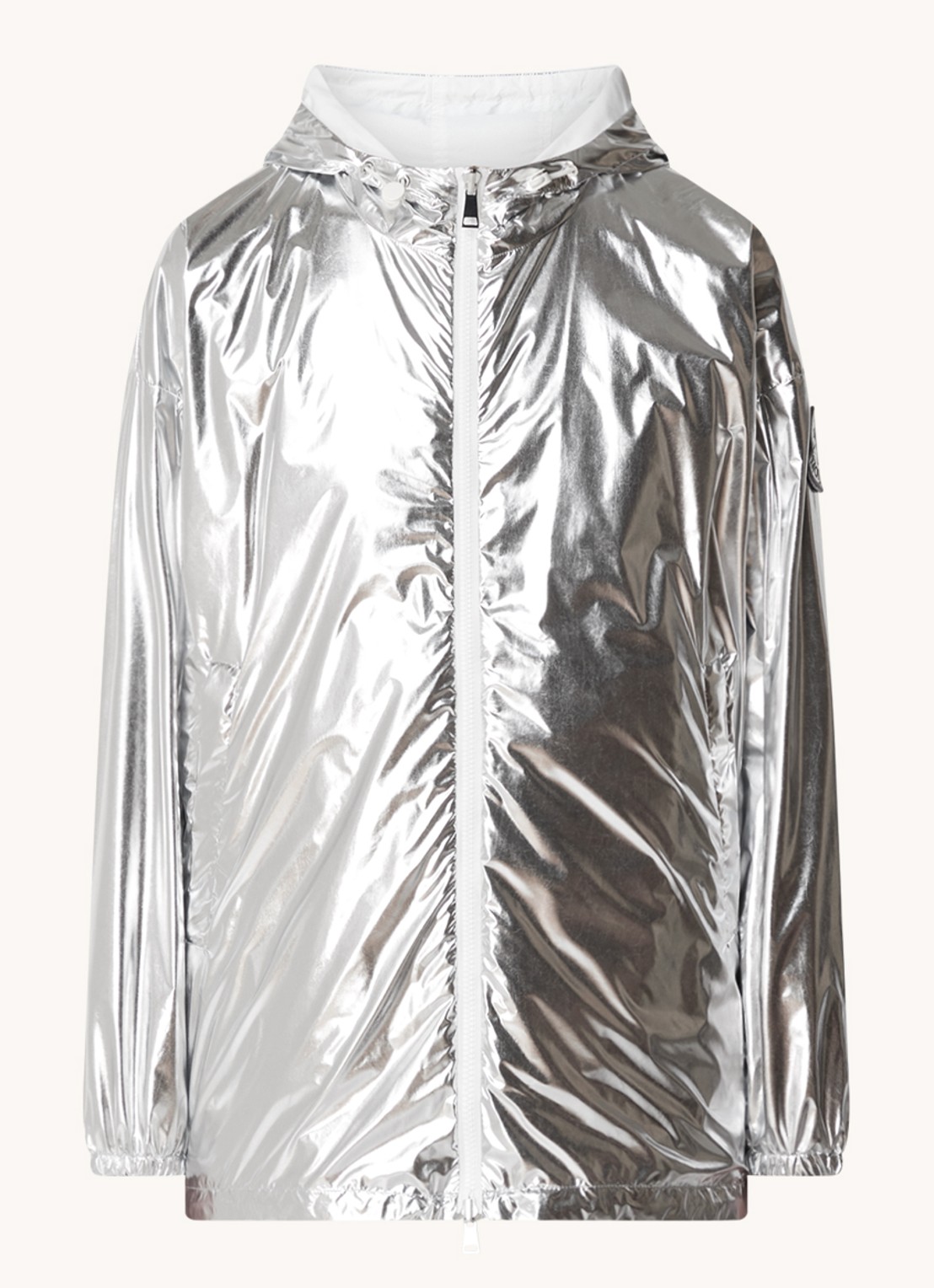 Moncler Reversible parka met capuchon en metallic finish - voorkant 5 zilver