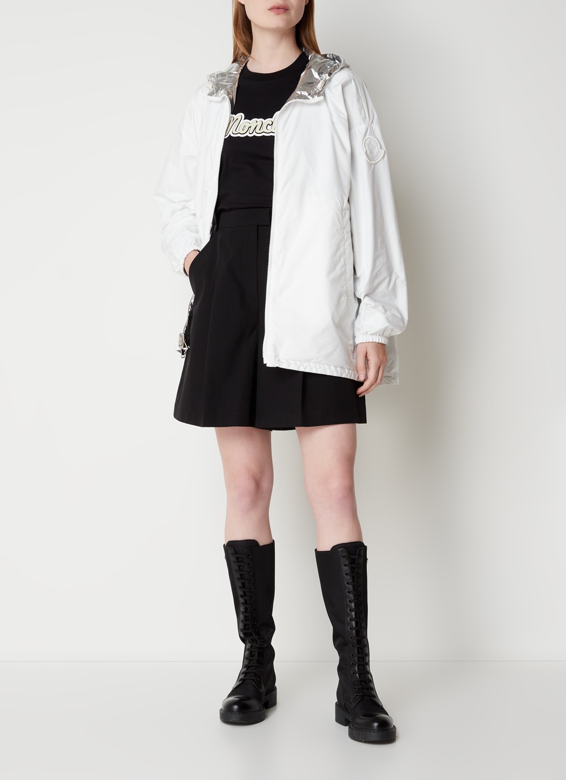 Moncler Reversible parka met capuchon en metallic finish - voorkant 6 zilver