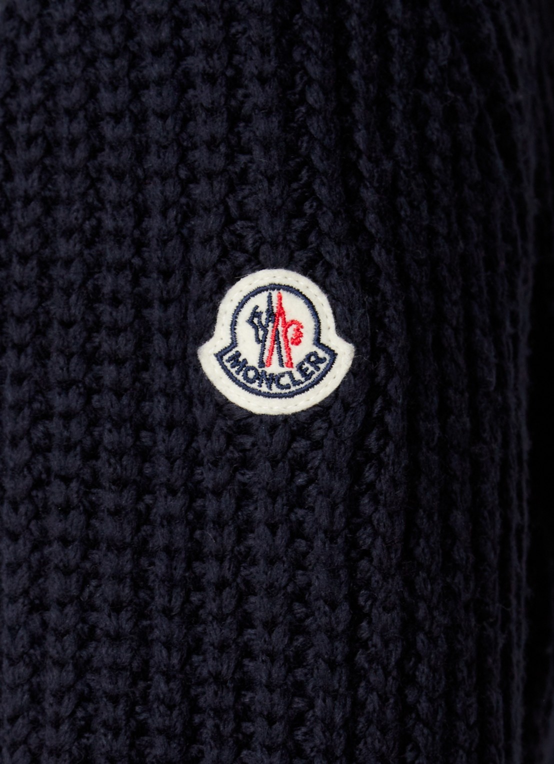 Moncler Ribgebreid vest in wolblend met gewatteerd voorpand - detail 5 blauw