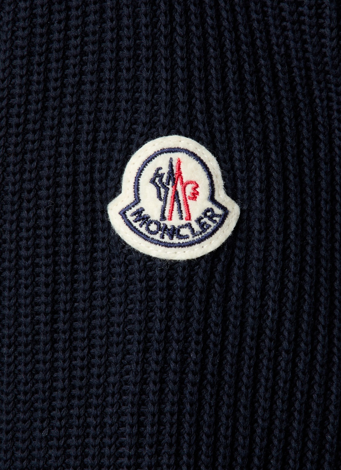 Moncler Ribgebreid vest met gewatteerd voorpand en donsvulling - detail 4 donkerblauw