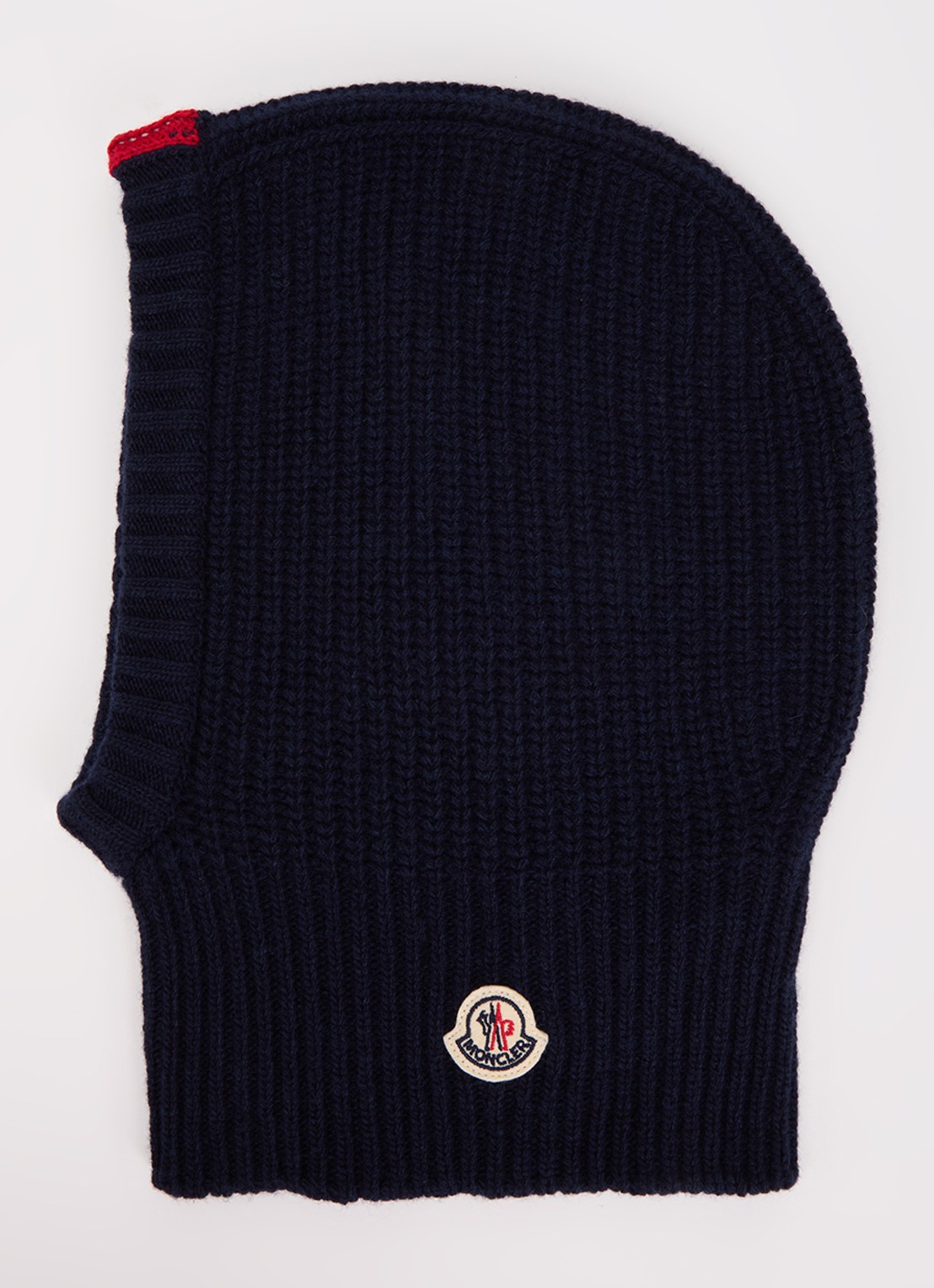 Moncler Ribgebreide balaclava in wolblend - voorkant donkerblauw