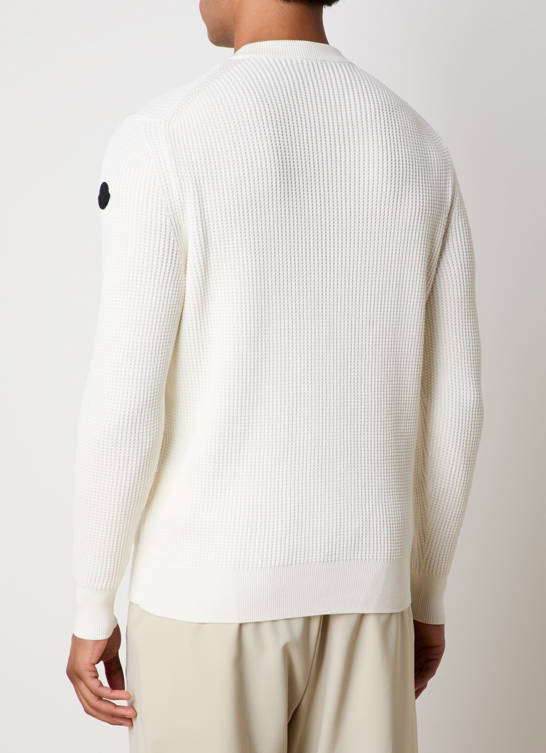 Moncler Ribgebreide trui met logo - achterkant 3 gebroken wit