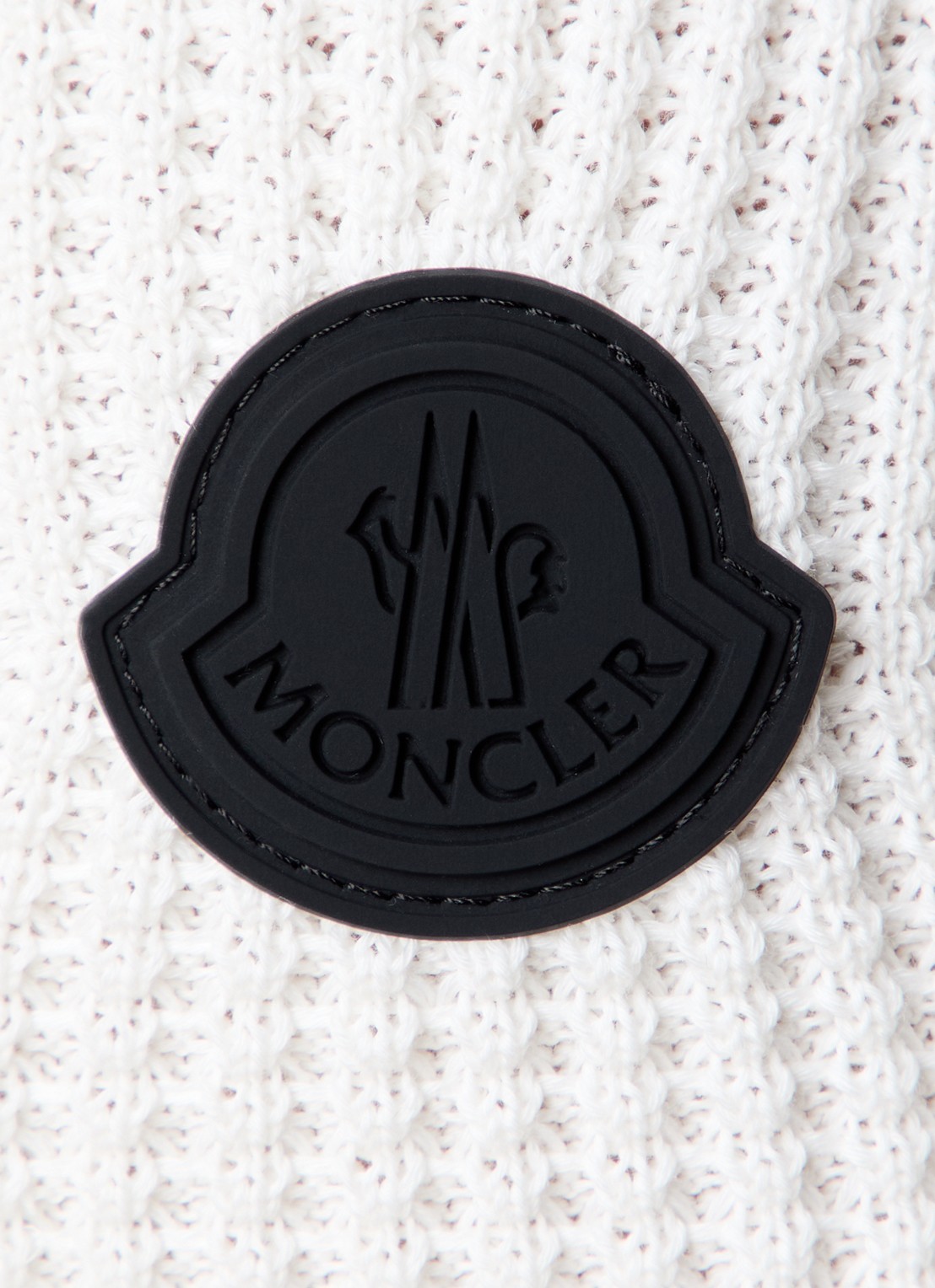 Moncler Ribgebreide trui met logo - detail 5 gebroken wit