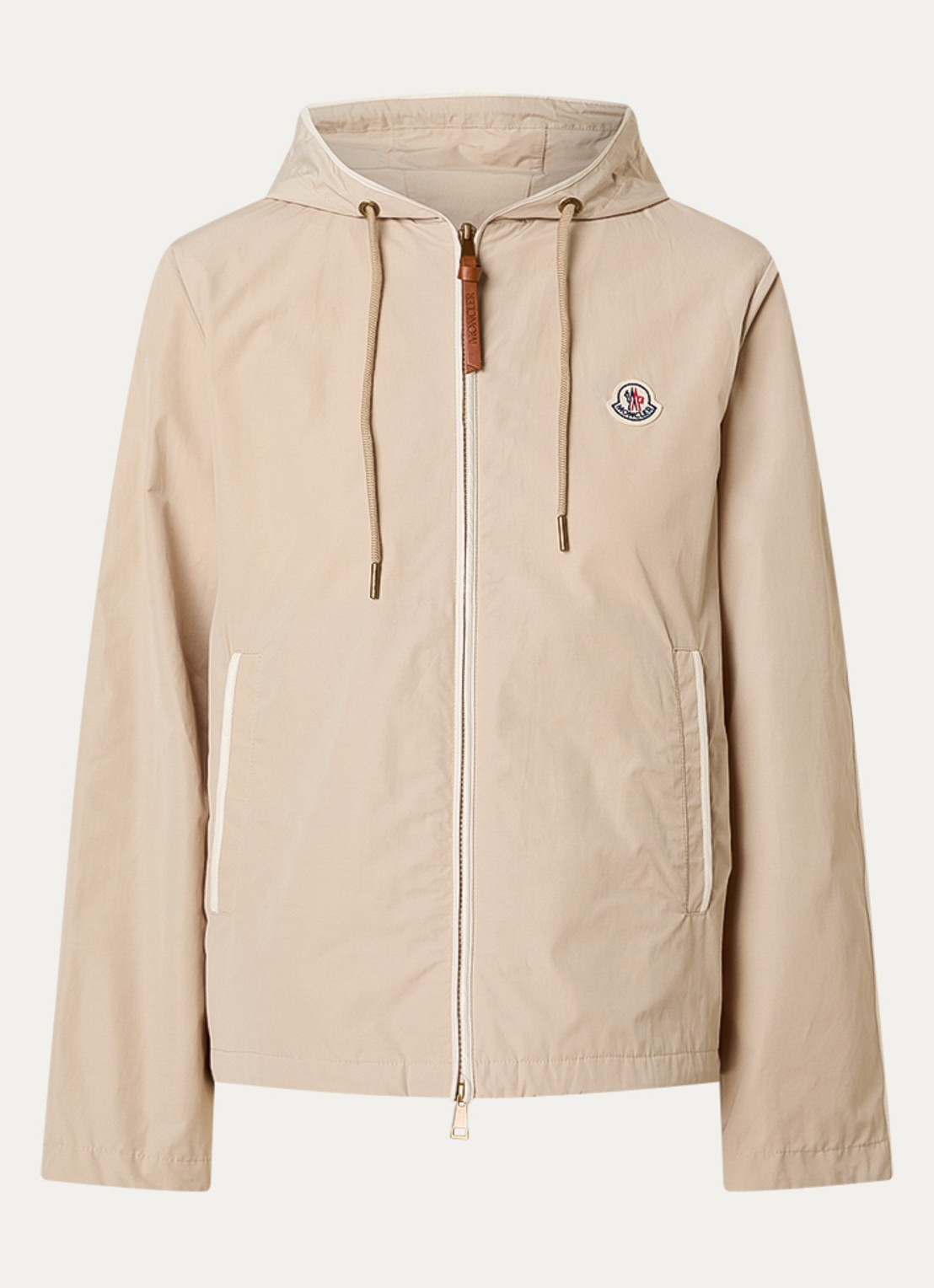 Moncler Sarracenia windjack met capuchon en steekzakken - voorkant beige