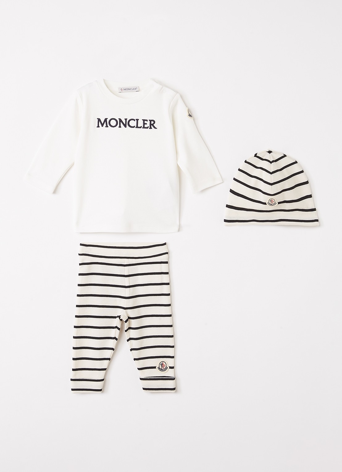 Moncler Set van longsleeve met legging en muts in giftbox 3-delig - voorkant gebroken wit