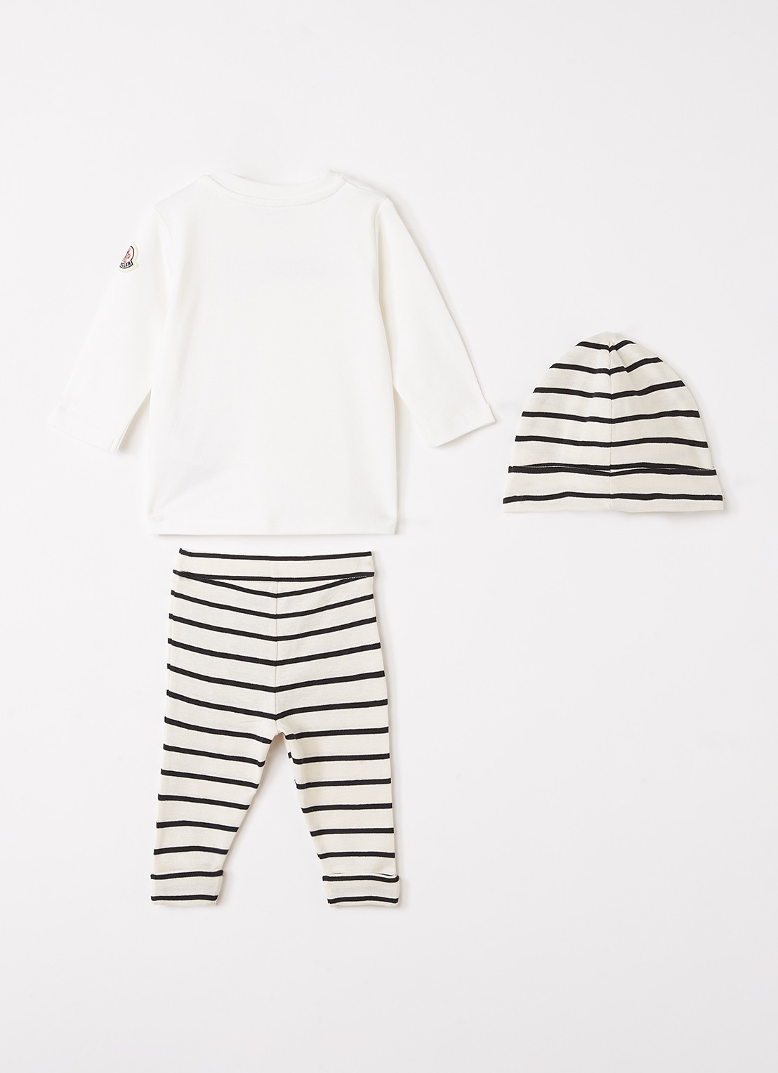 Moncler Set van longsleeve met legging en muts in giftbox 3-delig - voorkant 2 gebroken wit