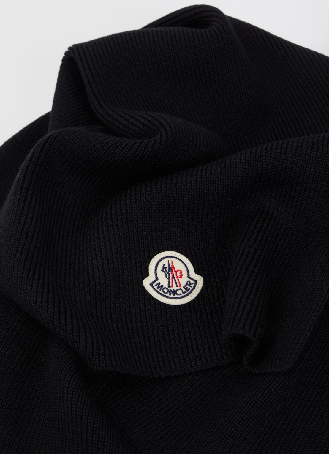 Moncler Sjaal van scheerwol 210 x 28 cm - detail zwart