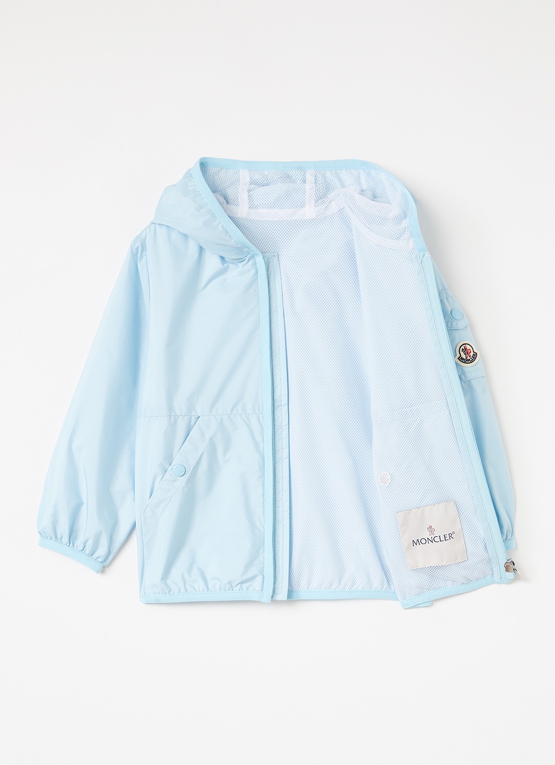 Moncler Songu windjack met logo - voorkant 3 lichtblauw