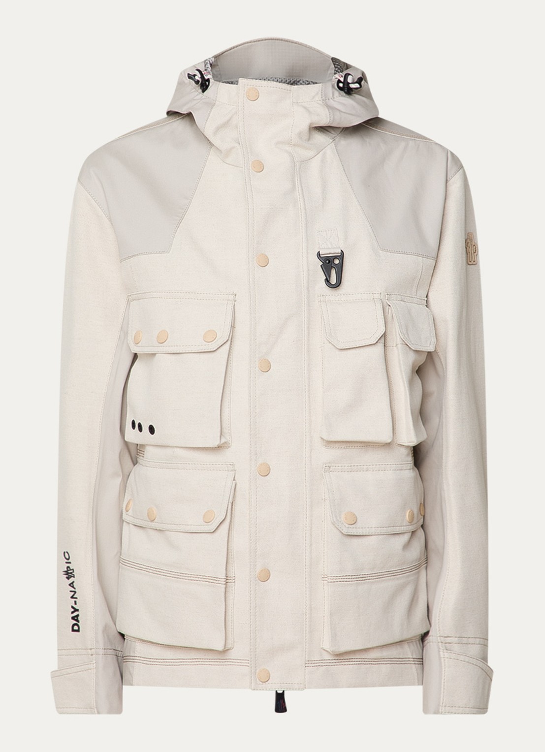 Moncler Spur windjack in linnenblend met klepzakken - voorkant beige