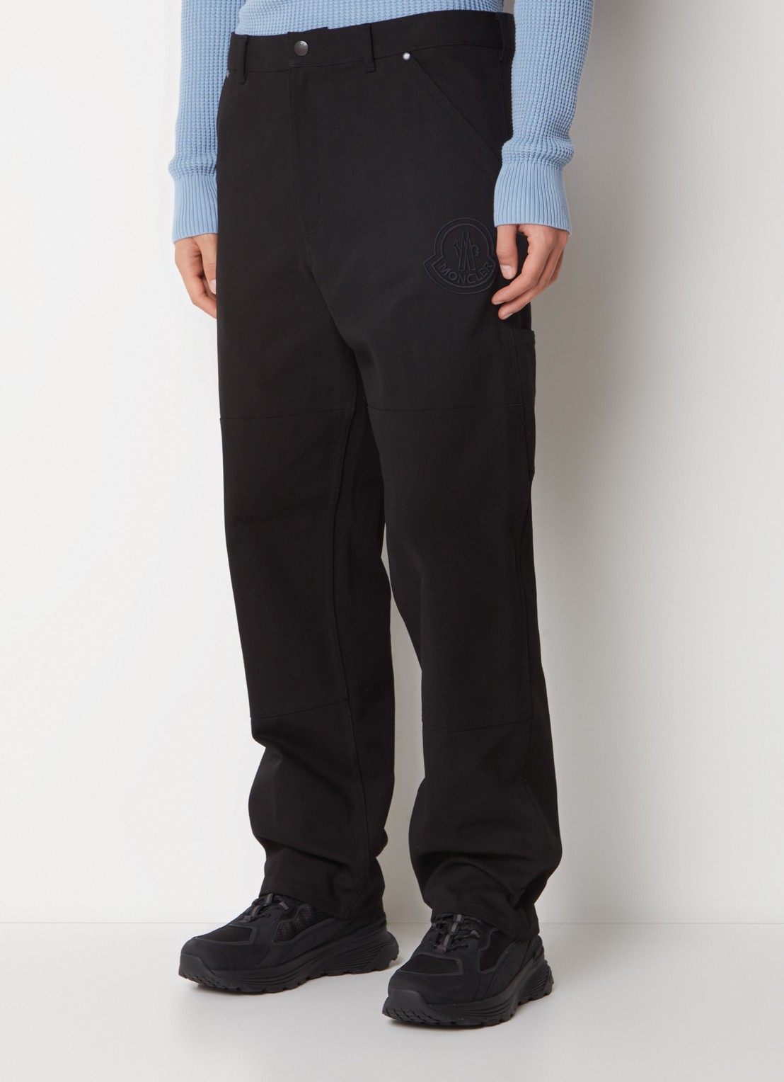Moncler Straight fit broek met logoborduring  - detail 2 zwart