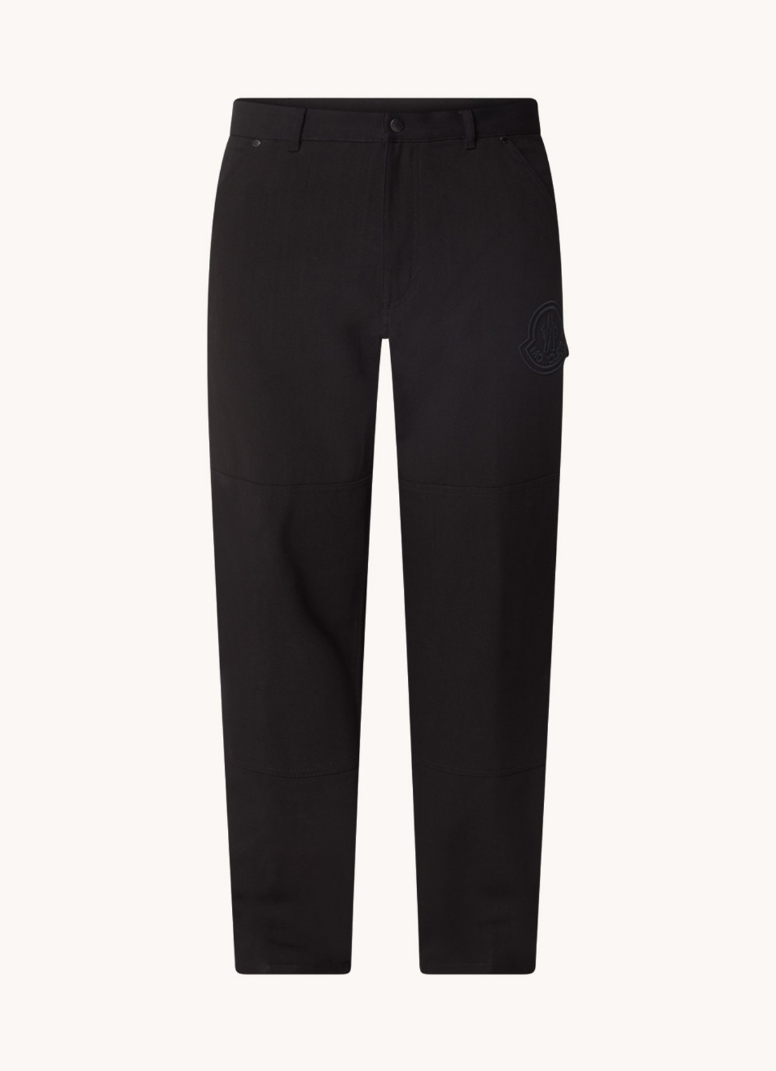 Moncler Straight fit broek met logoborduring  - voorkant 5 zwart