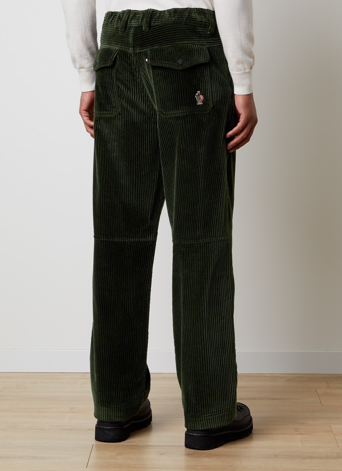 Moncler Straight fit broek met structuur en steekzakken - achterkant 4 legergroen