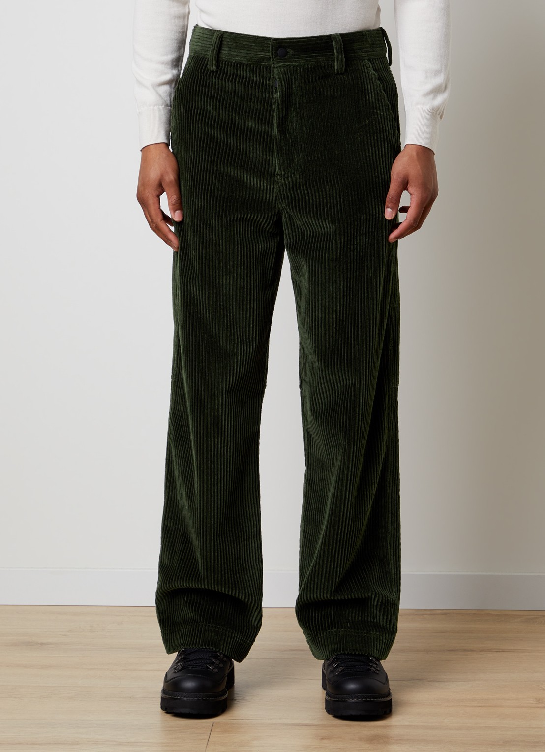 Moncler Straight fit broek met structuur en steekzakken - detail legergroen
