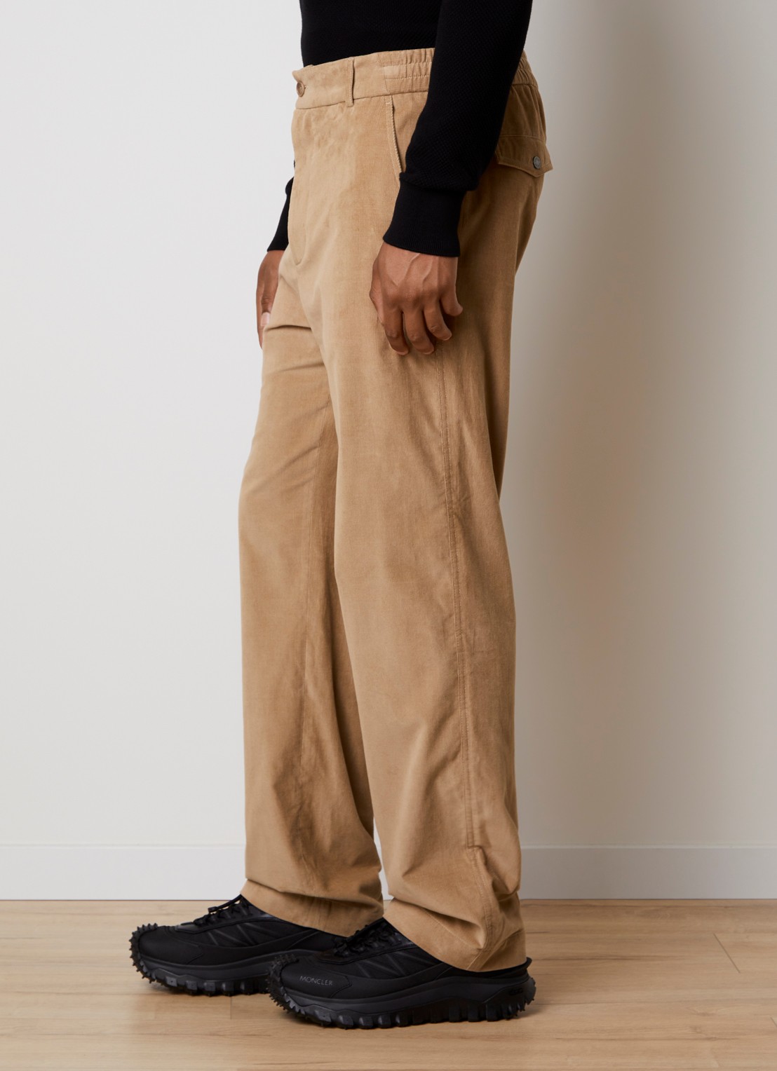 Moncler Straight fit broek van corduroy met steekzakken - detail 5 zand