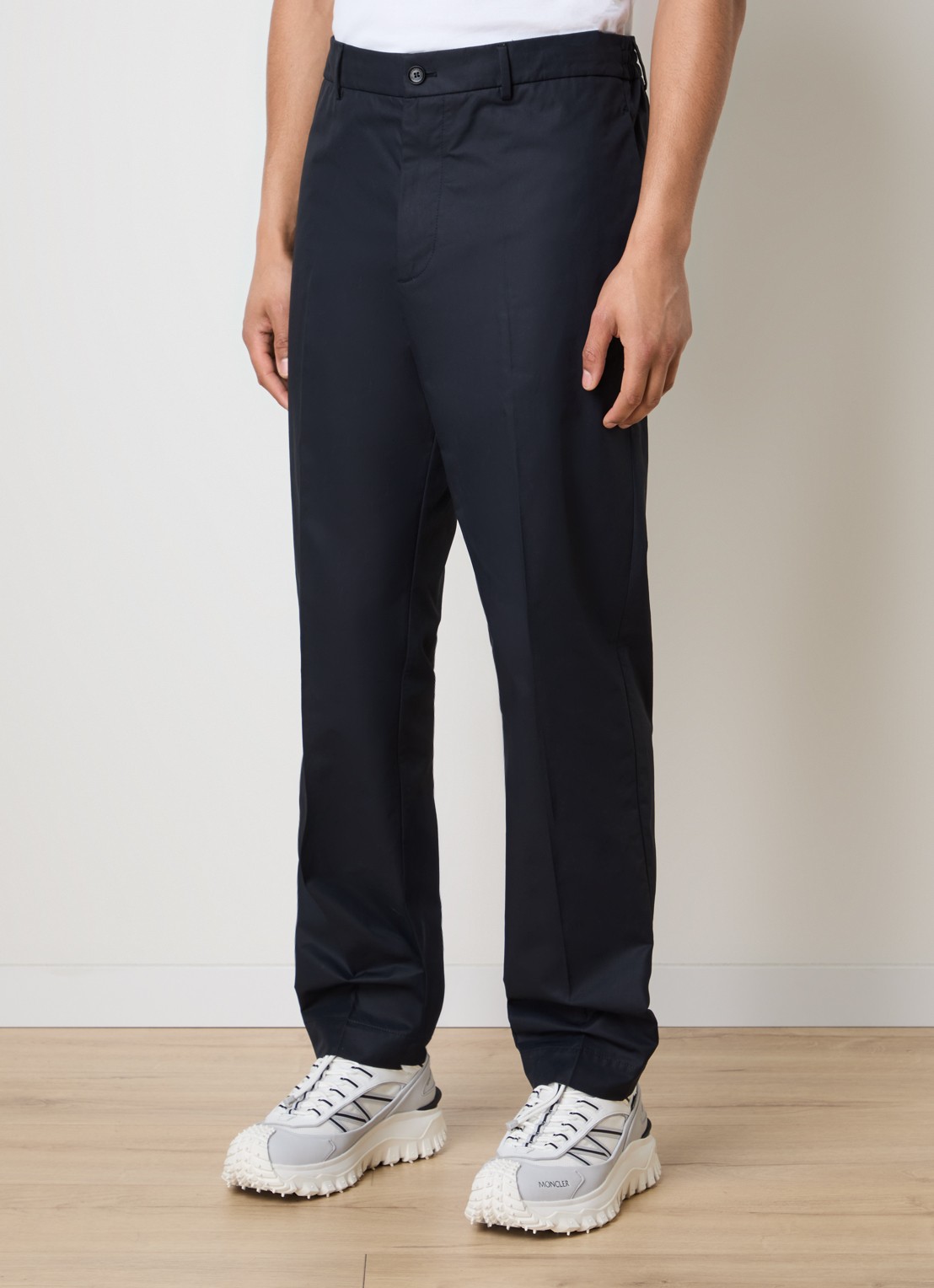 Moncler Straight fit chino met steekzakken - detail 4 donkerblauw
