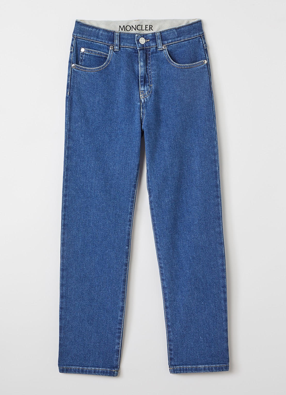 Moncler Straight fit jeans met medium wassing - voorkant 2 indigo