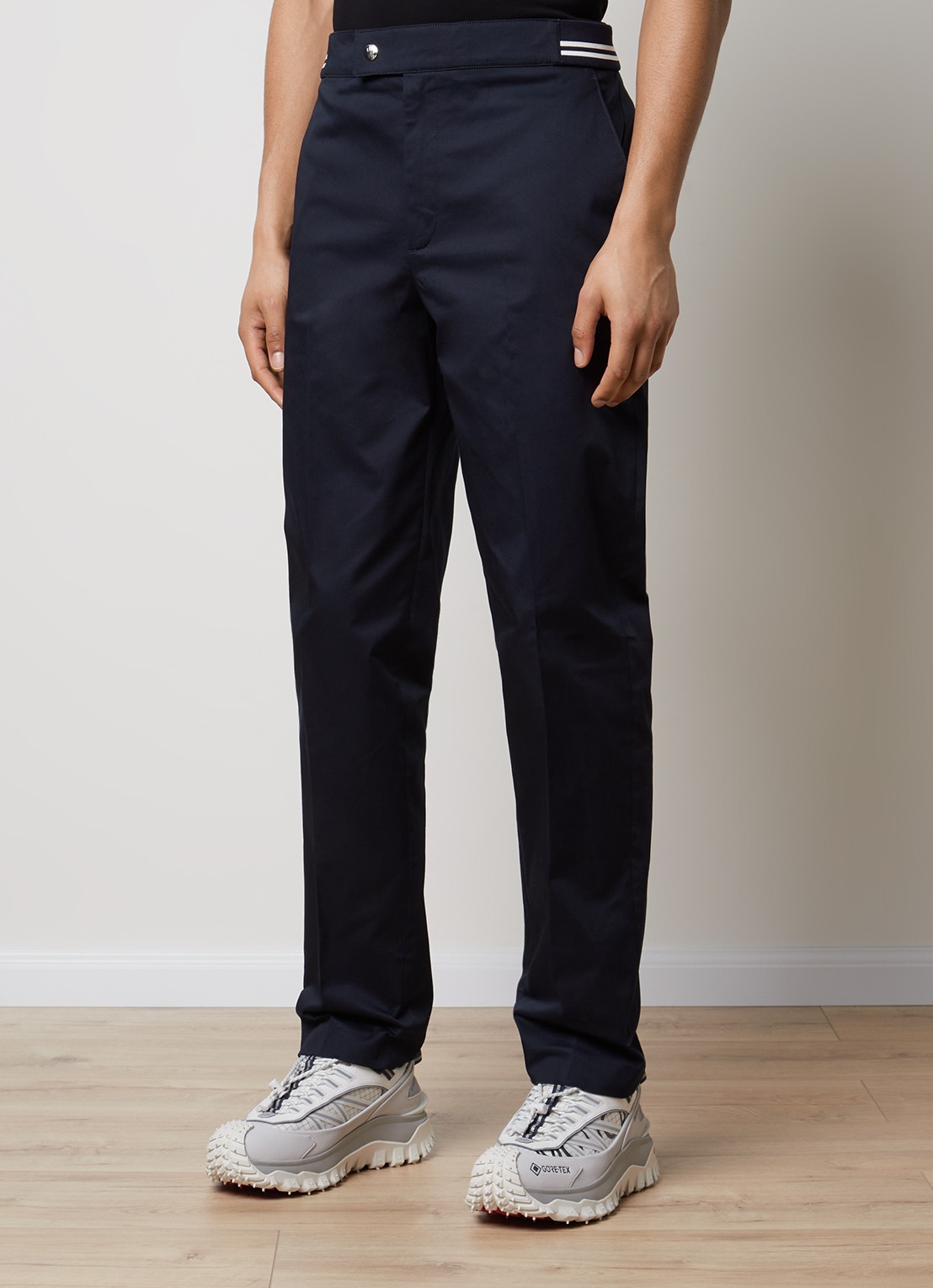 Moncler Straight fit pantalon met steekzakken - detail 4 donkerblauw