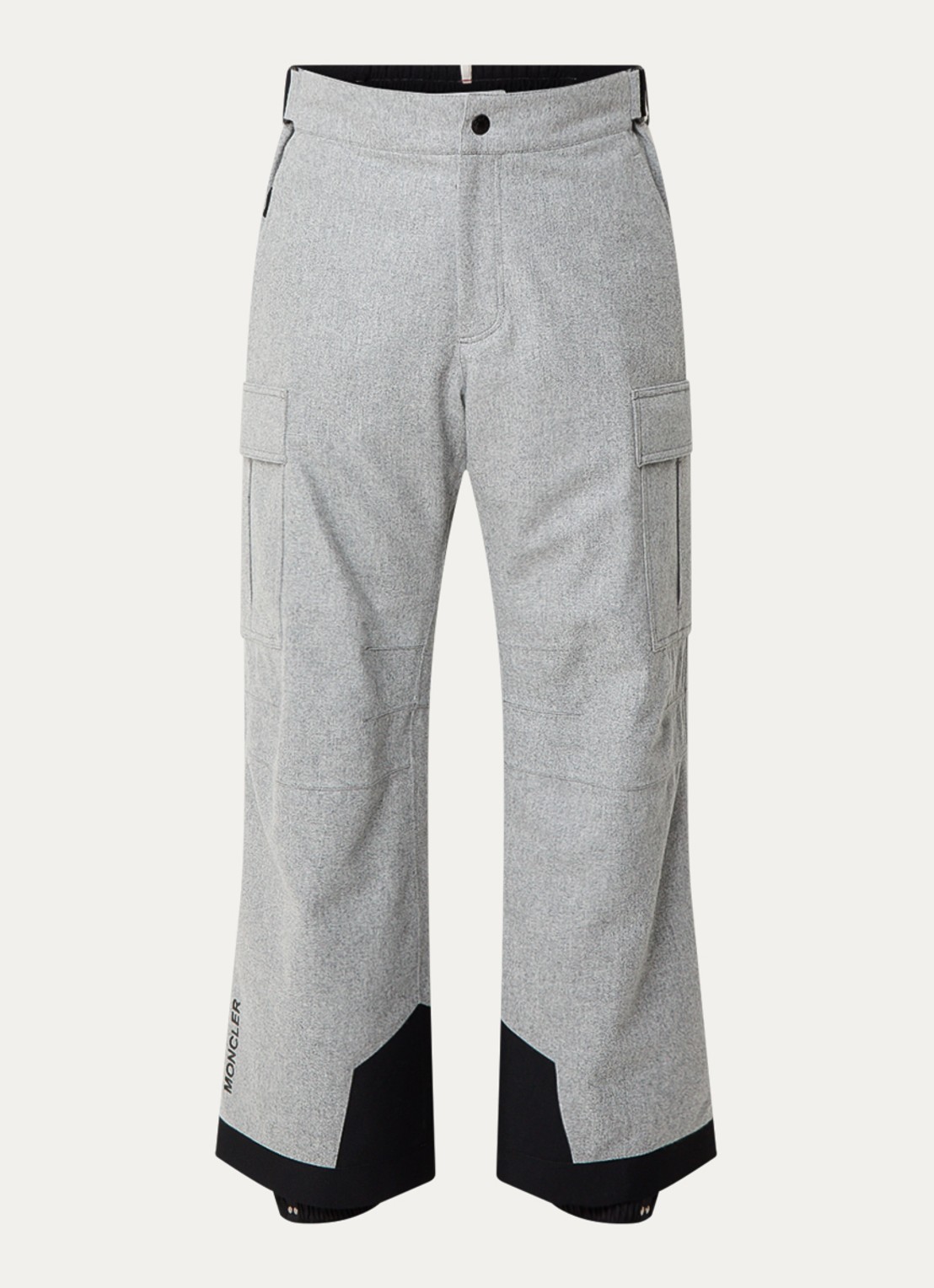 Moncler Straight fit ski-broek van scheerwol met klepzakken - voorkant grijsmele