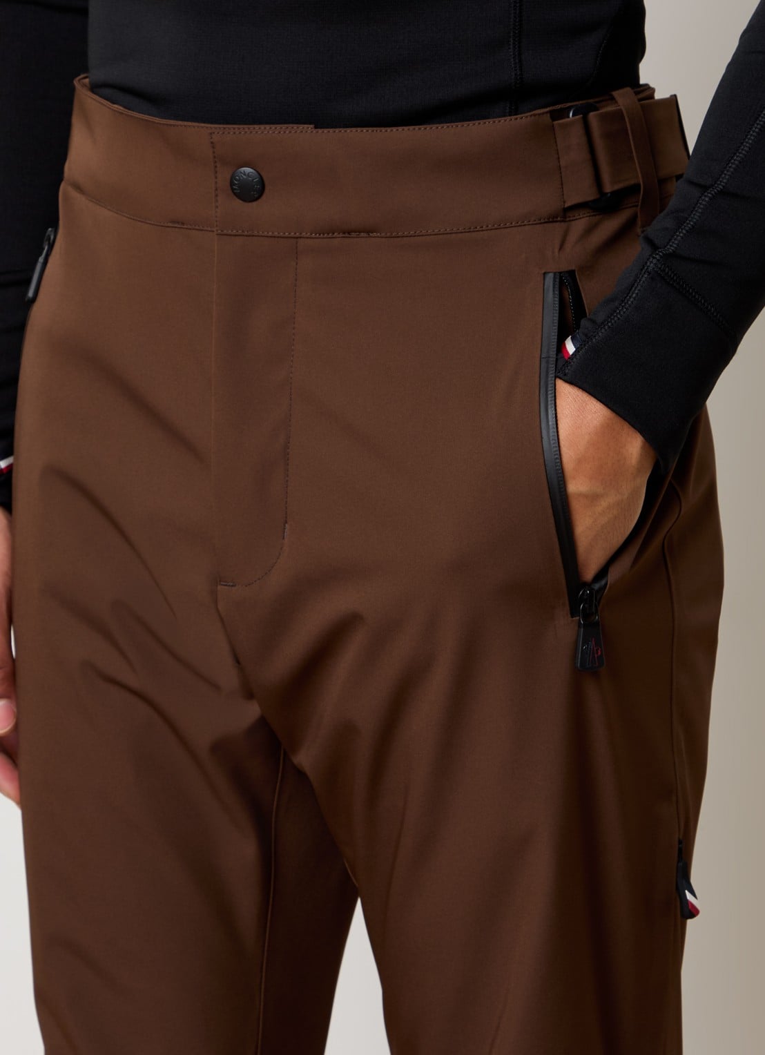 Moncler Straight fit skibroek met ritszakken - detail 5 bruin