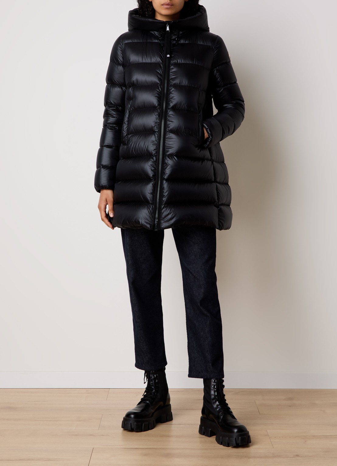 Moncler Suyenne gewatteerde parka met donsvulling - voorkant 2 zwart